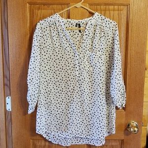 Heart print sheer top
